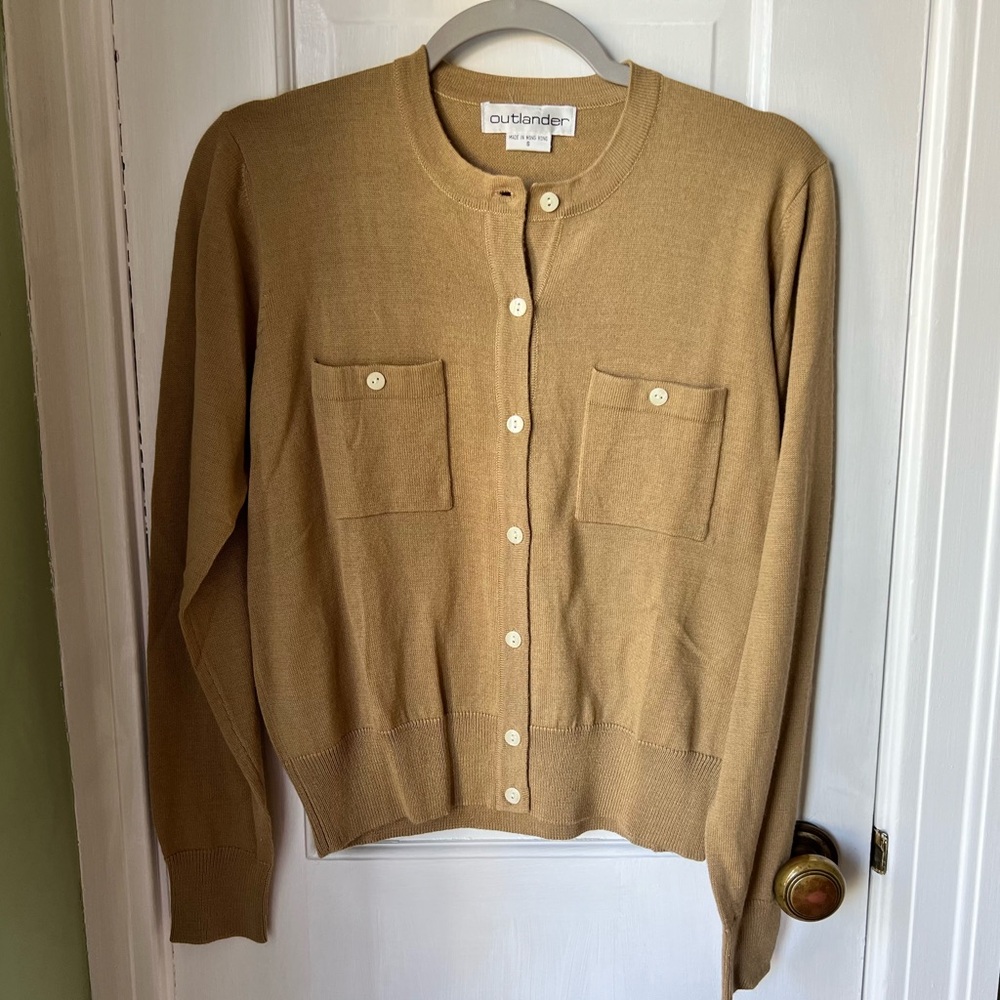 Women's Wool Blend OUTLANDER Tan Cardigan Sweater NWOT Size Small